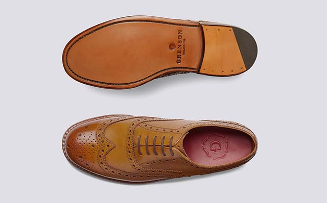 Grenson Stanley Mens Oxford Brogues in Tan Calf Leather GRS110002